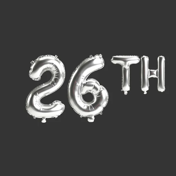 Illustration 26Th Silver Balloons Isolated Dark Background — 图库照片
