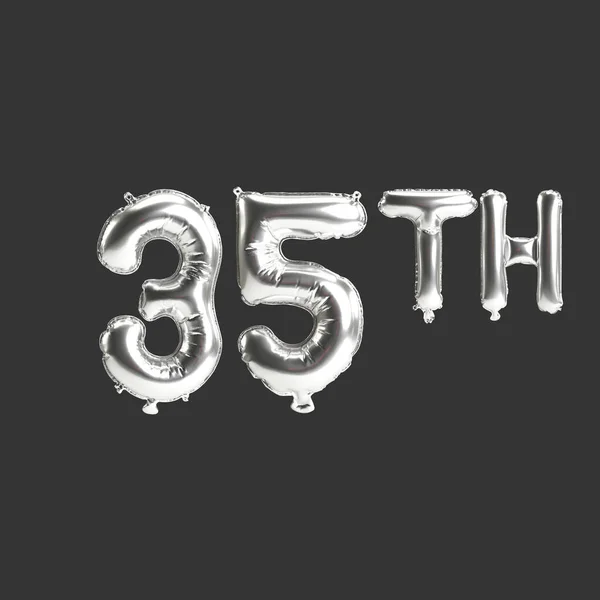 Illustration 35Th Silver Balloons Isolated Dark Background — 图库照片