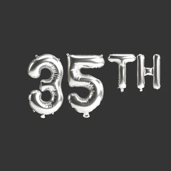 Illustration 35Th Silver Balloons Isolated Dark Background — Fotografia de Stock