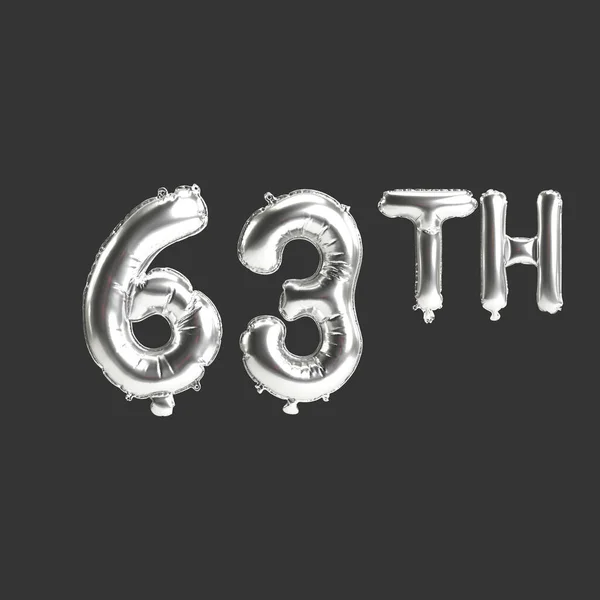 Illustration 63Th Silver Balloons Isolated Dark Background — 图库照片