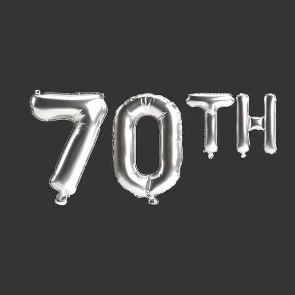 Illustration 70Th Silver Balloons Isolated Dark Background — Photo