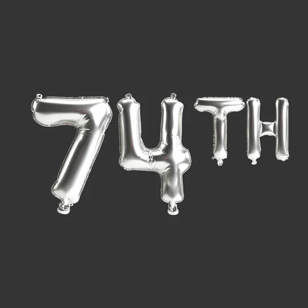 Illustration 74Th Silver Balloons Isolated Dark Background — Fotografia de Stock