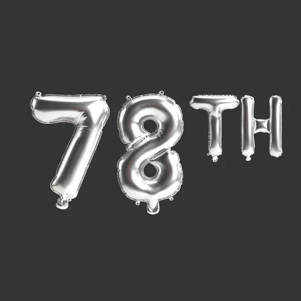 Illustration 78Th Silver Balloons Isolated Dark Background — Fotografia de Stock