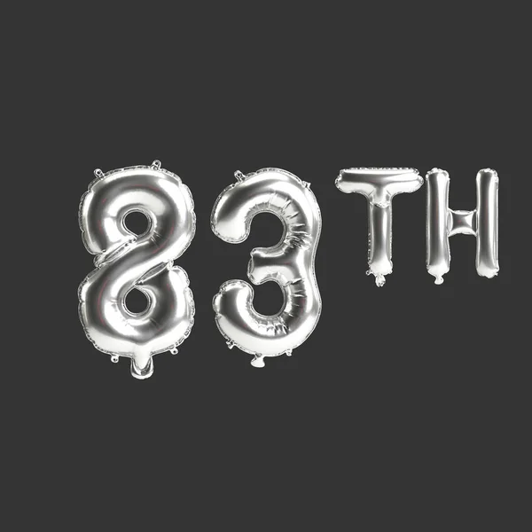 Illustration 83Th Silver Balloons Isolated Dark Background — Foto Stock