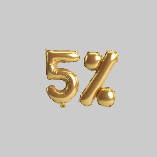 Illustration Percent Gold Balloons Isolated White Background — Stock Fotó