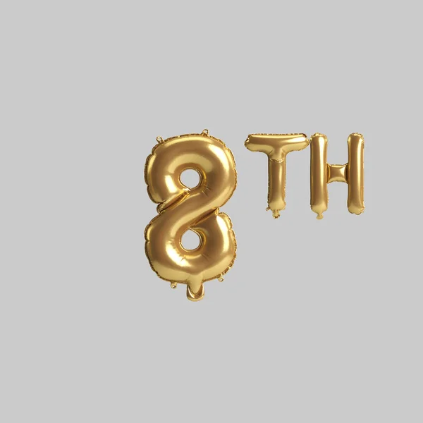 Illustration 8Th Gold Balloons Isolated Background — Fotografia de Stock