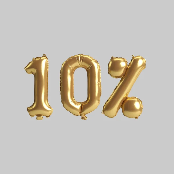 Illustration Percent Gold Balloons Isolated White Background — Photo