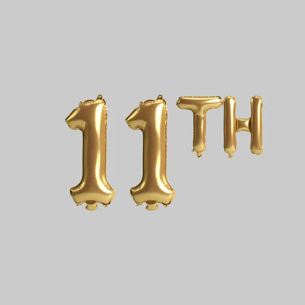 Illustration 11Th Gold Balloons Isolated Background — Fotografia de Stock