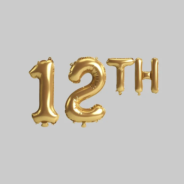 Illustration 12Th Gold Balloons Isolated Background — Stockfoto