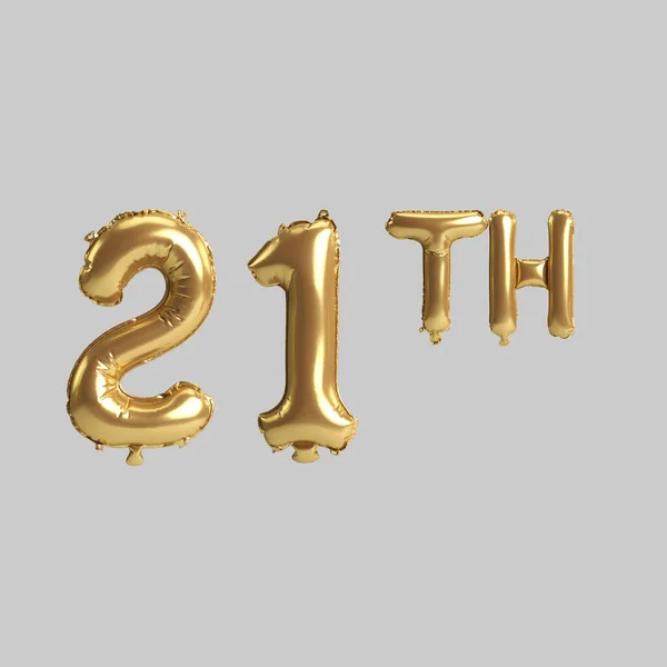 Illustration 21Th Gold Balloons Isolated Background — 图库照片