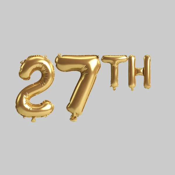 Illustration 27Th Gold Balloons Isolated Background — Fotografia de Stock