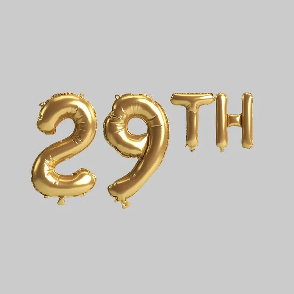 Illustration 29Th Gold Balloons Isolated Background — Fotografia de Stock