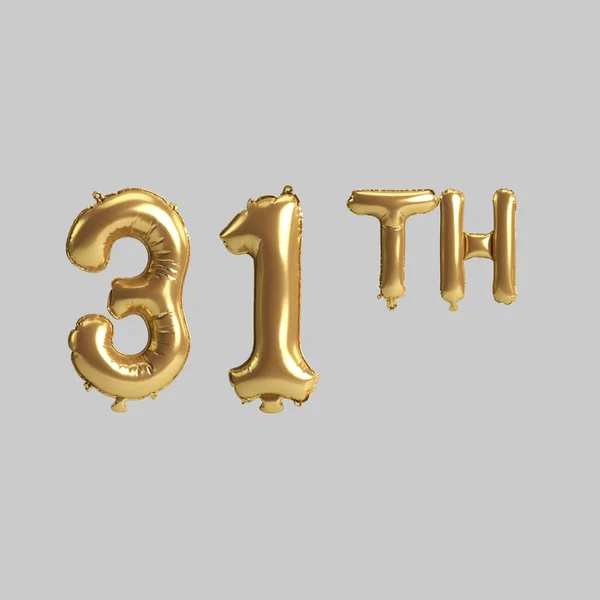 Illustration 31Th Gold Balloons Isolated Background — 图库照片