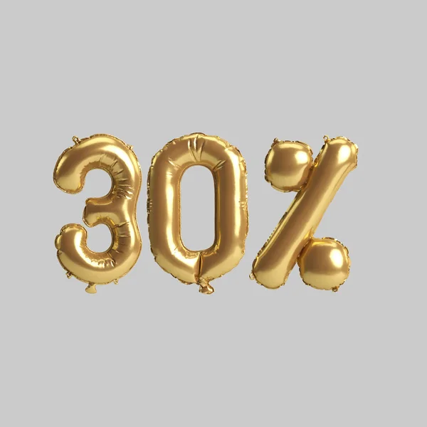 Illustration Percent Gold Balloons Isolated White Background — стоковое фото