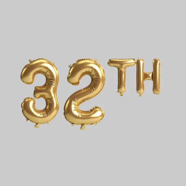 Illustration 32Th Gold Balloons Isolated Background — Fotografia de Stock