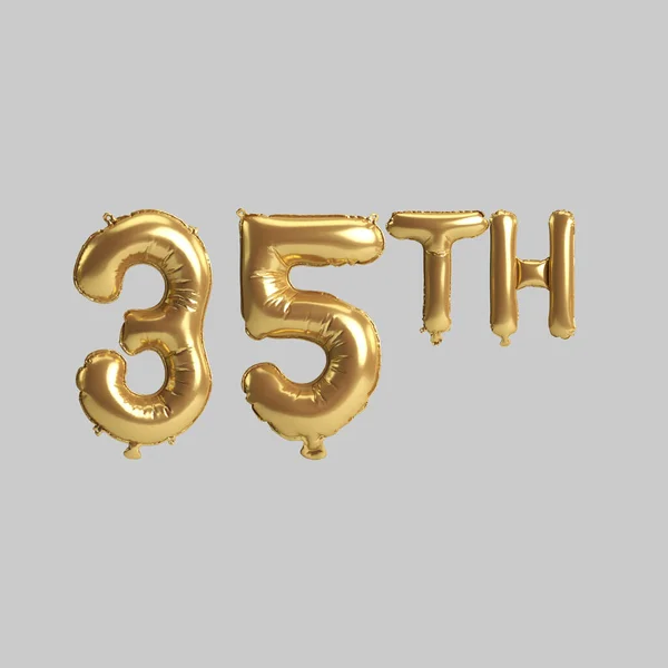 Illustration 35Th Gold Balloons Isolated Background —  Fotos de Stock