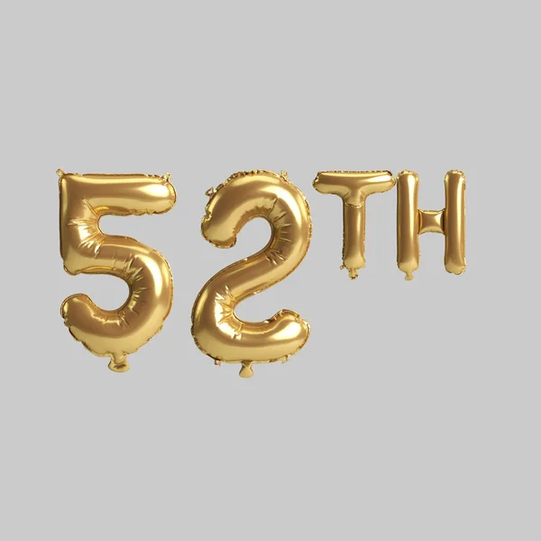 Illustration 52Th Gold Balloons Isolated Background — Foto de Stock