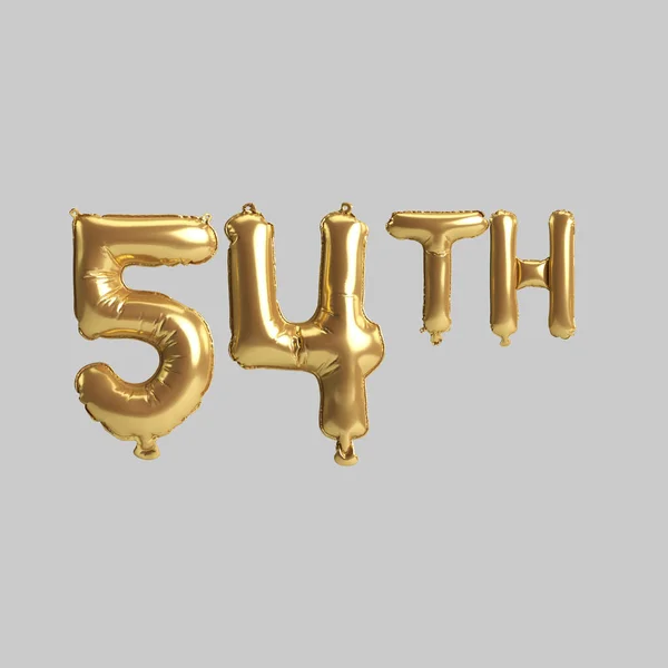 Illustration 54Th Gold Balloons Isolated Background — Fotografia de Stock