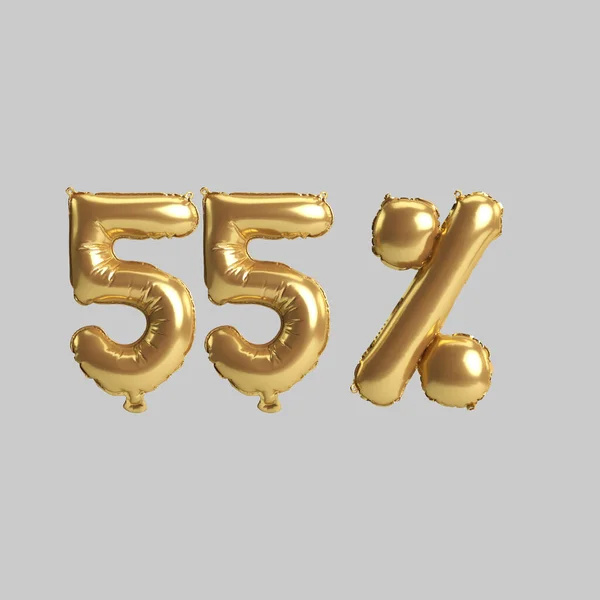 Illustration Percent Gold Balloons Isolated White Background — Stockfoto