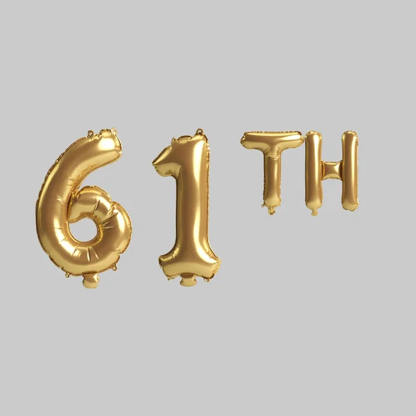 Illustration 61Th Gold Balloons Isolated Background — 图库照片