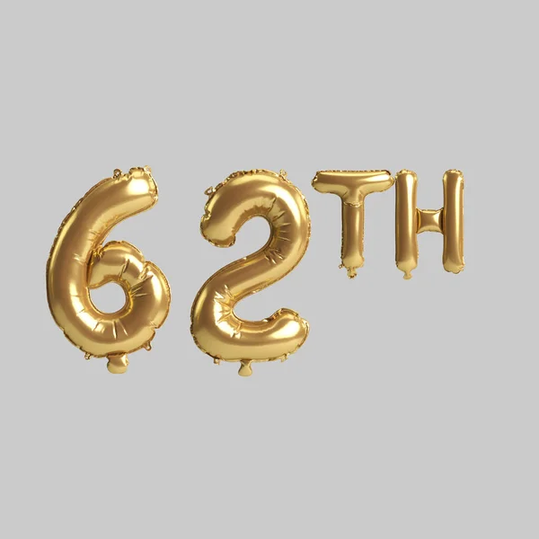 Illustration 62Th Gold Balloons Isolated Background — Fotografia de Stock