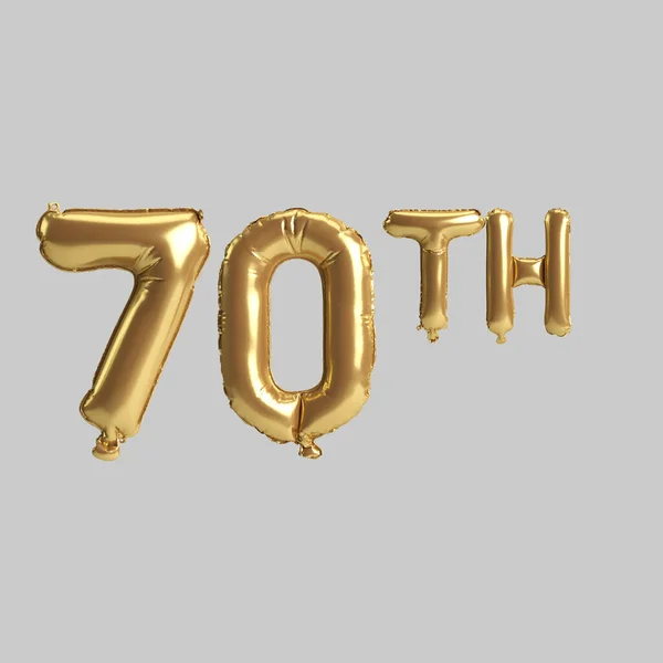 Illustration 70Th Gold Balloons Isolated Background — Stock fotografie