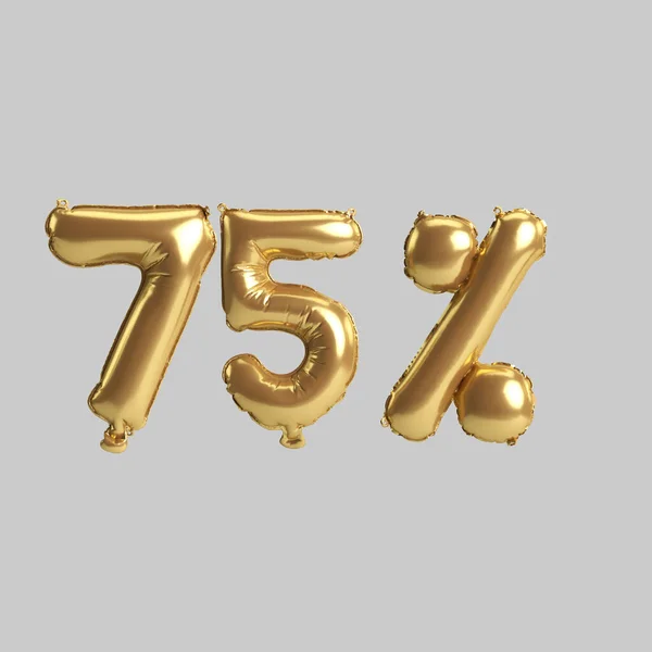 Illustration Percent Gold Balloons Isolated White Background — Stock Fotó