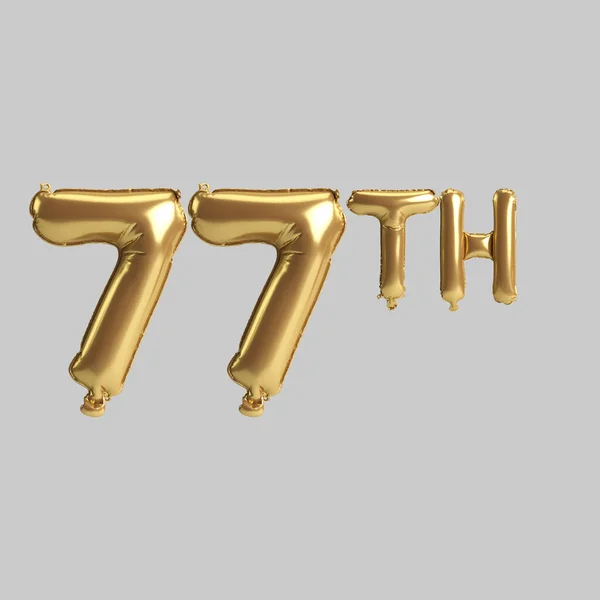 Illustration 77Th Gold Balloons Isolated Background — 图库照片