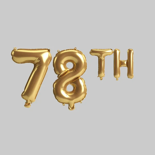 Illustration 78Th Gold Balloons Isolated Background — 图库照片