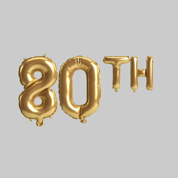 Illustration 80Th Gold Balloons Isolated Background — 图库照片