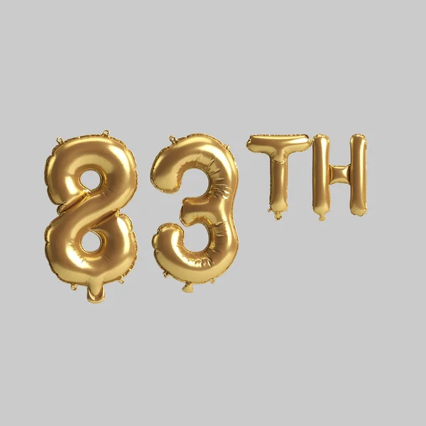 Illustration 83Th Gold Balloons Isolated Background — Stock Photo, Image