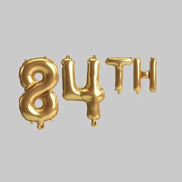 3d illustration of 84th gold balloons isolated on background