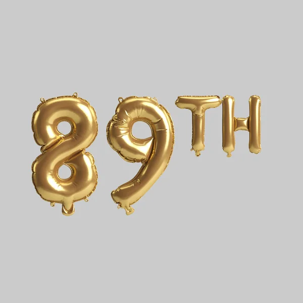 Illustration 89Th Gold Balloons Isolated Background — 图库照片
