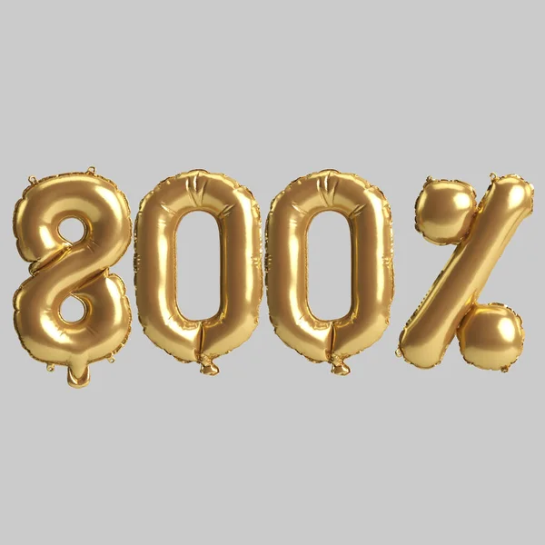 Illustration 800 Percent Gold Balloons Isolated White Background — Stockfoto