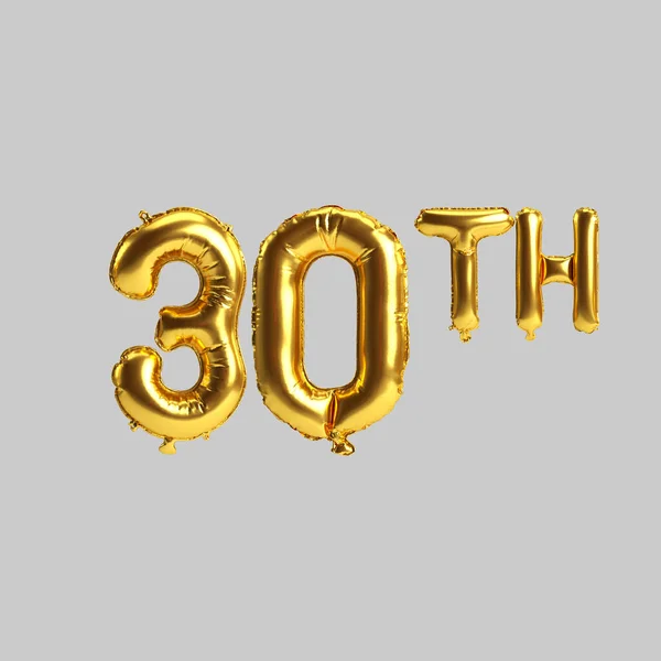 Illustration 30Th Golden Balloons Isolated White Background — Φωτογραφία Αρχείου