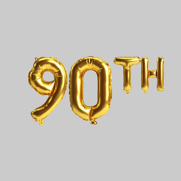 Illustration 90Th Golden Balloons Isolated White Background — 图库照片