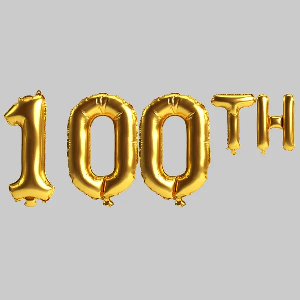 Illustration 100Th Golden Balloons Isolated White Background — Stockfoto