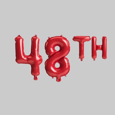 48. kırmızı balonların beyaz arka planda izole edilmiş 3D çizimi