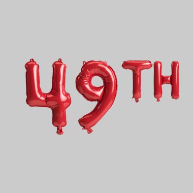 49. kırmızı balonların beyaz arkaplanda izole edilmiş 3D çizimi