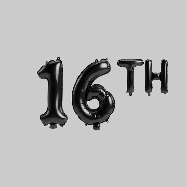 Illustration 16Th Black Balloons Isolated White Background —  Fotos de Stock