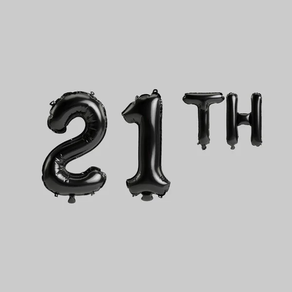 Illustration 21Th Black Balloons Isolated White Background — Stockfoto