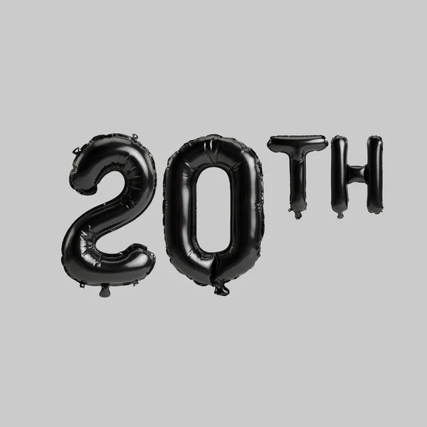 Illustration 20Th Black Balloons Isolated White Background — 스톡 사진