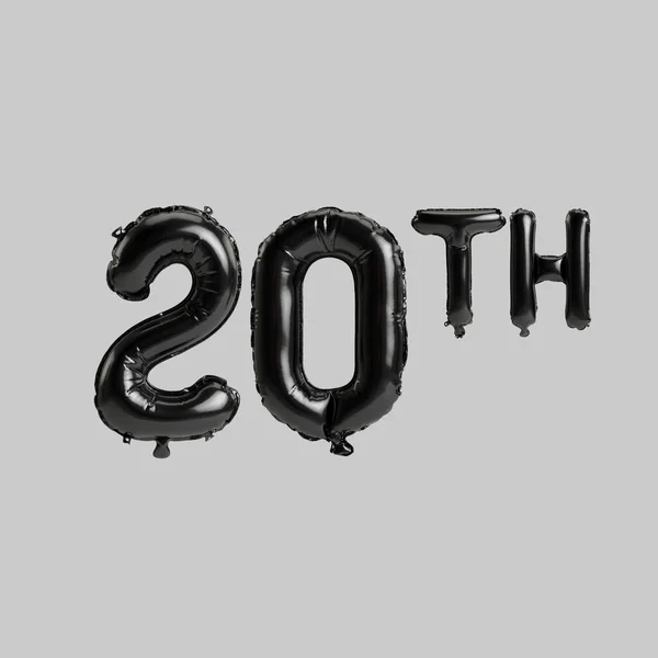 Illustration 20Th Black Balloons Isolated White Background — Stockfoto