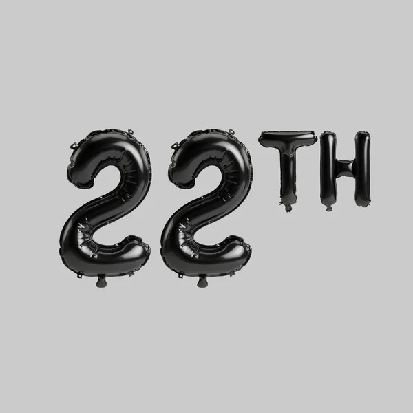 Illustration 22Th Black Balloons Isolated White Background — 图库照片