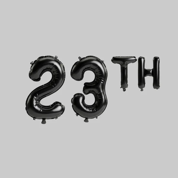 Illustration 23Th Black Balloons Isolated White Background — 图库照片