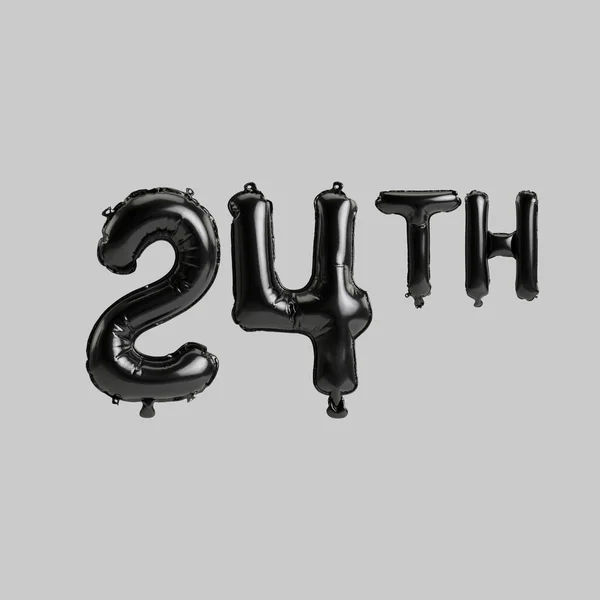 Illustration 24Th Black Balloons Isolated White Background — 图库照片