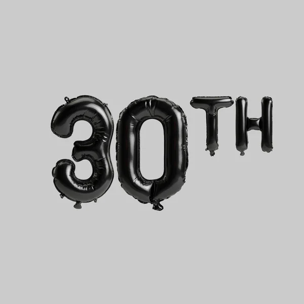Illustration 30Th Black Balloons Isolated White Background — Stockfoto