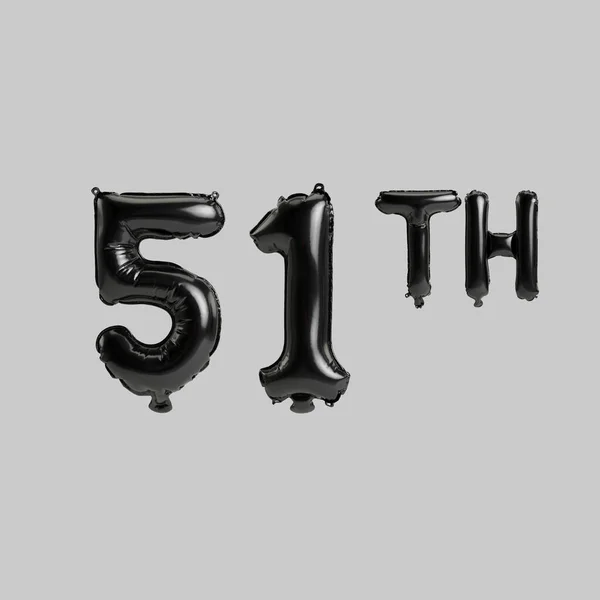 Illustration 51Th Black Balloons Isolated White Background — 图库照片