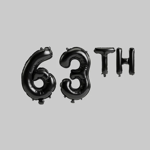 Illustration 63Th Black Balloons Isolated White Background — 图库照片