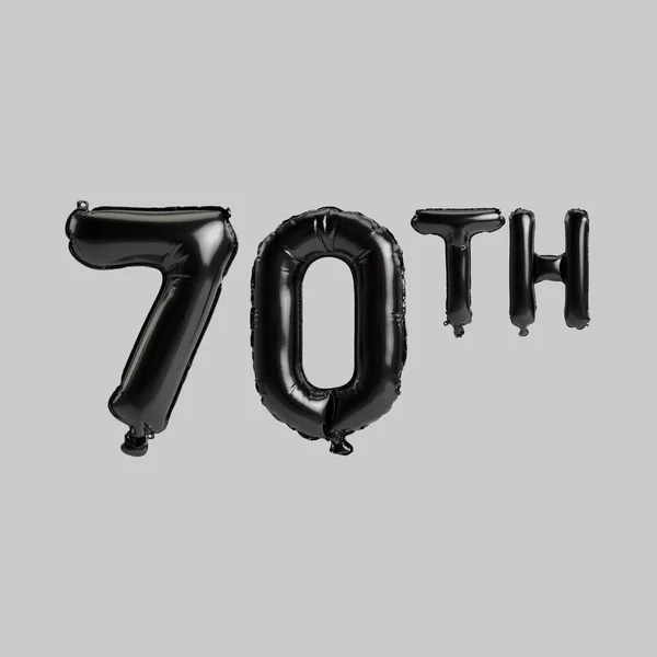 Illustration 70Th Black Balloons Isolated White Background — Stock Fotó